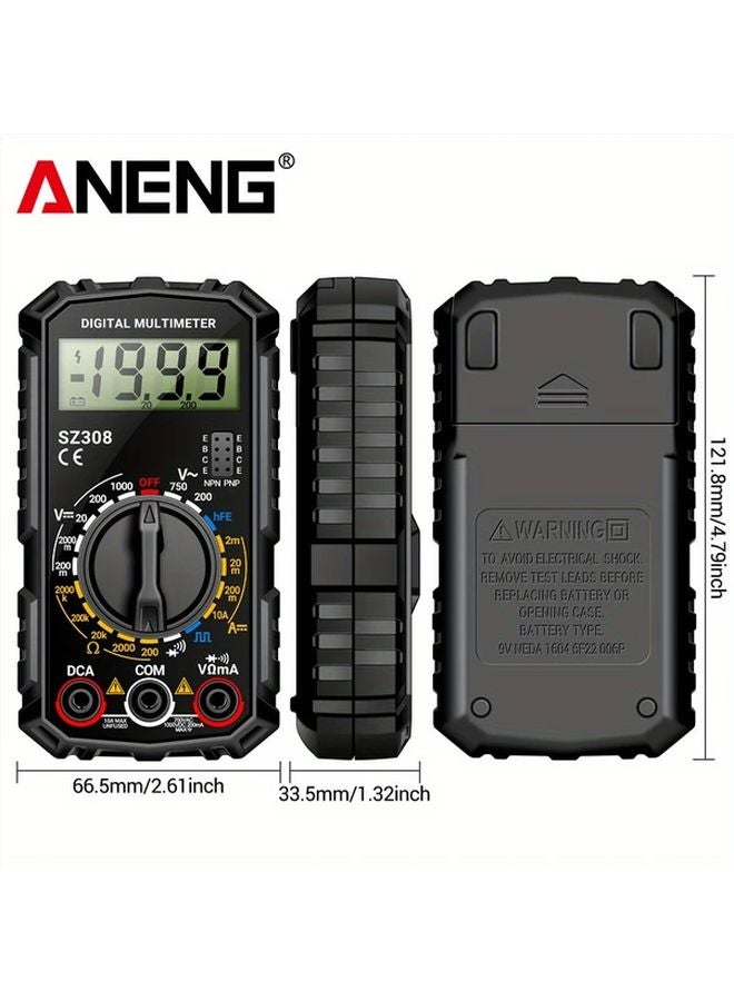 ANENG SZ308 مقياس متعدد رقمي أحمر لقياس الجهد المتردد والمستمر 10 أمبير اختبار التيار HFE ثلاثي الأقطاب مع زر ناقل للصوت - Image 4