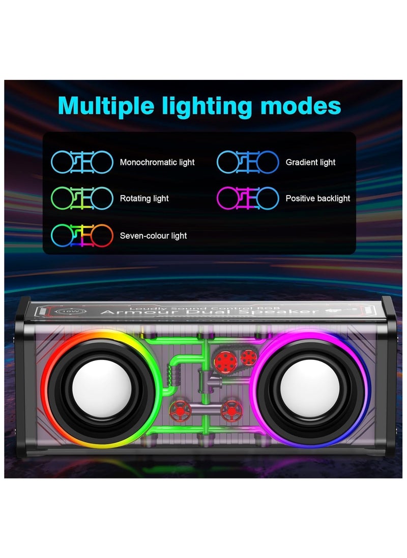 ماركة غير محددة - مكبر صوت بلوتوث محمول ويدعم USB, TF و AUX مع إضاءة LED متعددة الأوضاع ، صوت نقي ولمسات LED مشعة - Image 1