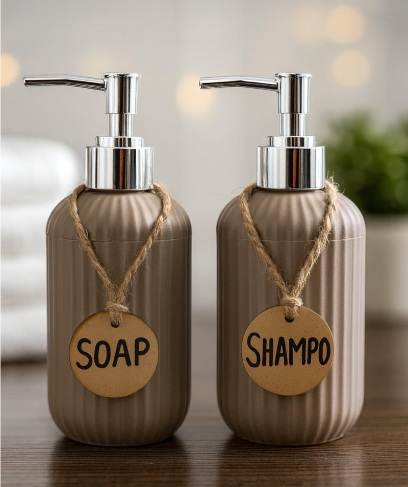 Haristar Liquid Soap Dispenser|Sanitizer Dispenser, Lotion, Shampoo Dispenser | Handwash Bottle for Kitchen | Soap Dispenser for Wash Basin | 300 MLL (Brown, Pack of 2) - Image 1
