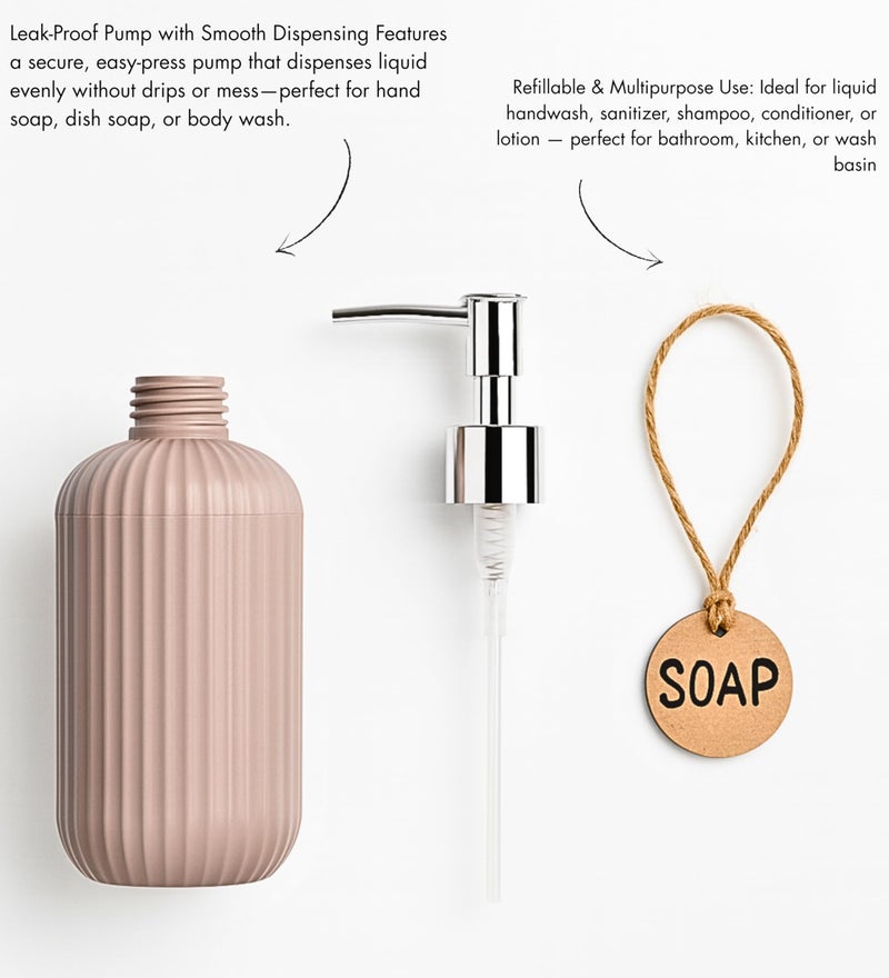 Haristar Liquid Soap Dispenser|Sanitizer Dispenser, Lotion, Shampoo Dispenser | Handwash Bottle for Kitchen | Soap Dispenser for Wash Basin | 300 MLL (Brown, Pack of 2) - Image 4