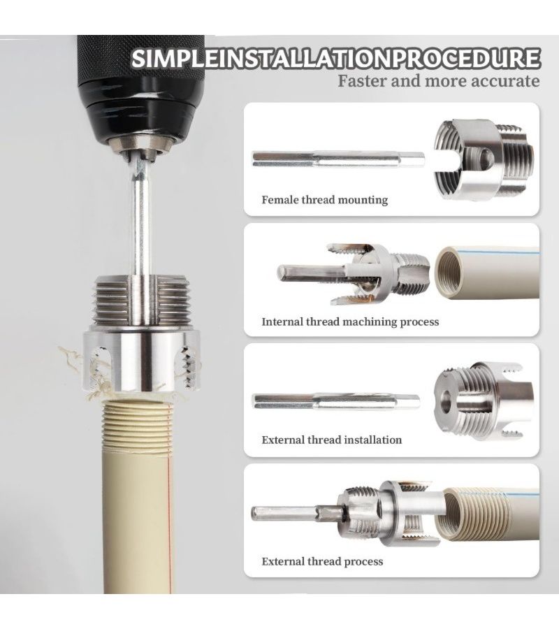 5pcs OECV Heavy Duty Pipe Threader for PVC Plastic Pipe Cutting Compatible with Drill Press - Image 4