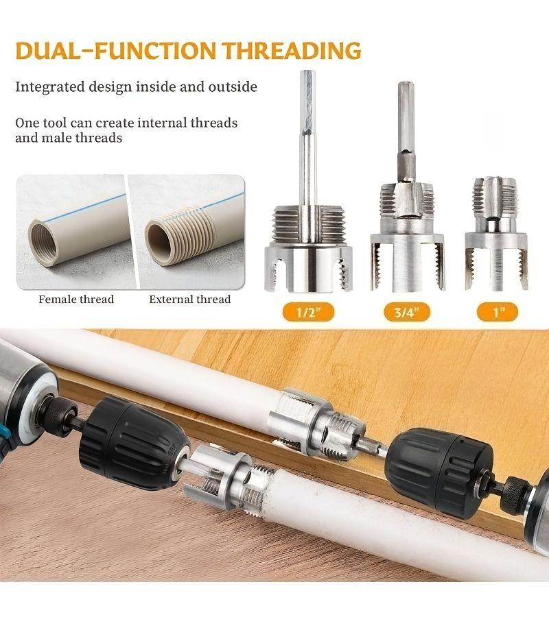 5pcs OECV Heavy Duty Pipe Threader for PVC Plastic Pipe Cutting Compatible with Drill Press - Image 2