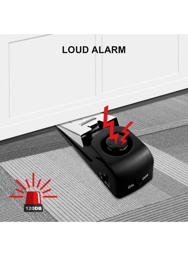 BABONA Door Stop Alarm, Door Stopper with 120DB Security Alarm, Floor Wedge Door Stop Siren, Door Security Devices for Traveling, Apartment, Hotel and Home, Black - Image 2