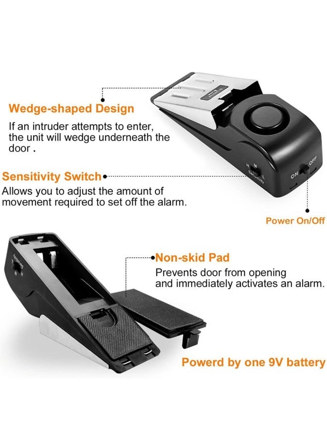 BABONA Door Stop Alarm, Door Stopper with 120DB Security Alarm, Floor Wedge Door Stop Siren, Door Security Devices for Traveling, Apartment, Hotel and Home, Black - Image 3