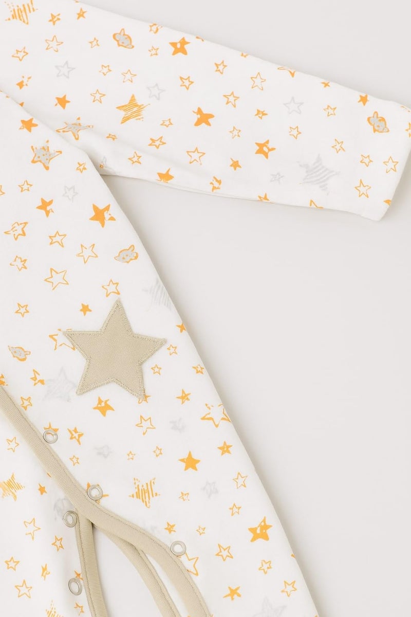 TuddyBuddy 100% Cotton Multi Color Romper Sleepsuit/Romper/Jumpsuit for Baby Boy (2 Pcs Sleepsuits, White Stars AOP & Animals AOP, 3 Months-6 Months) - Image 5