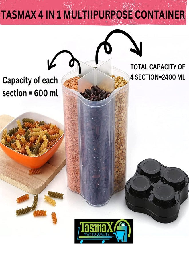 TASMAX 4-in-1 Kitchen Storage Box Set – Plastic Containers for Kitchen Storage | Multipurpose Jars & Boxes for Spices, Grains & Snacks | Durable & Space-Saving Design (Pack of 1) - Image 3