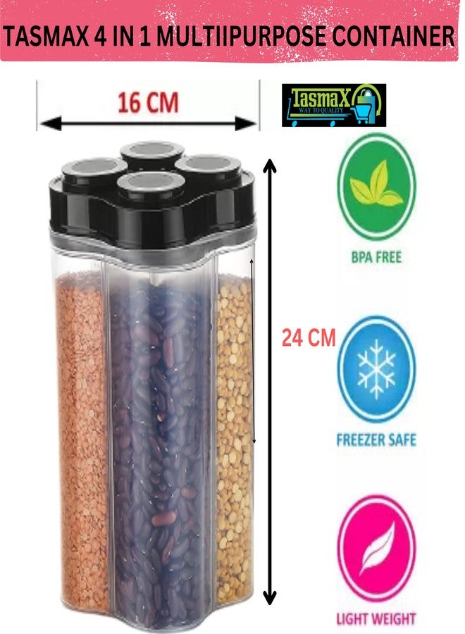 TASMAX 4-in-1 Kitchen Storage Box Set – Plastic Containers for Kitchen Storage | Multipurpose Jars & Boxes for Spices, Grains & Snacks | Durable & Space-Saving Design (Pack of 1) - Image 2