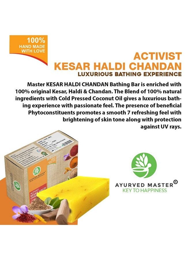 AYURVED MASTER - Beauty Kesar Soap With Saffron Turmeric And Sandalwood For Facial Acne Treatment And Black Heads Removal ; 75Gm*3 - Image 1