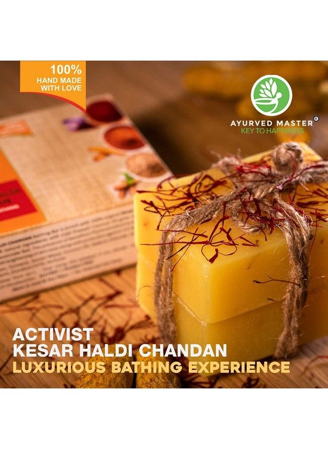 AYURVED MASTER - Beauty Kesar Soap With Saffron Turmeric And Sandalwood For Facial Acne Treatment And Black Heads Removal ; 75Gm*3 - Image 1