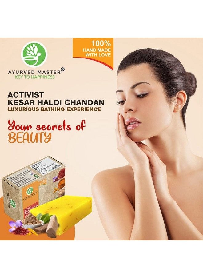 AYURVED MASTER - Beauty Kesar Soap With Saffron Turmeric And Sandalwood For Facial Acne Treatment And Black Heads Removal ; 75Gm*3 - Image 1