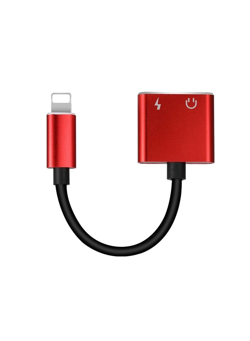 Denmen Adapter DU08 Lightning To Lightning + 3.5mm RED