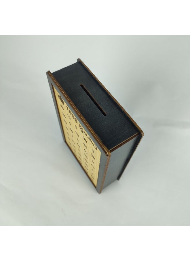 null - Wooden piggy bank, 1000 pound saving challenge - Image 1