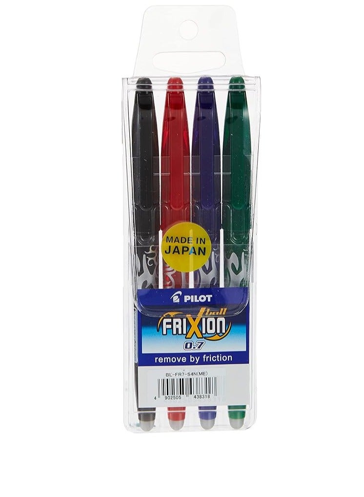 Pilot Frixion Erasable Rollerball Pen 4-Pieces, 0.7 mm Size, Assorted - Image 1