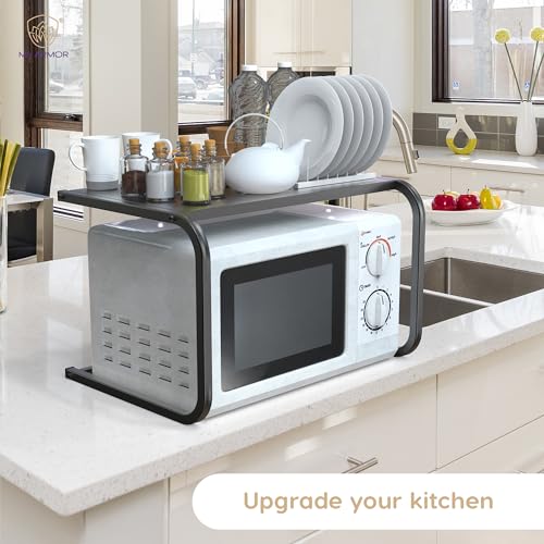 MY ARMOR Platform Top Microwave Stand, Oven Stand for Kitchen Organizer, Utensils Stand for Kitchen, Shelf Dish Rack for appliances, Black - Image 2