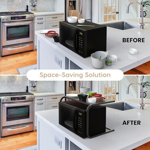 MY ARMOR Platform Top Microwave Stand, Oven Stand for Kitchen Organizer, Utensils Stand for Kitchen, Shelf Dish Rack for appliances, Black - Image 4