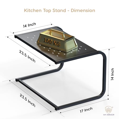 MY ARMOR Platform Top Microwave Stand, Oven Stand for Kitchen Organizer, Utensils Stand for Kitchen, Shelf Dish Rack for appliances, Black - Image 5