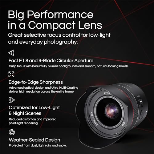 Samyang AF 24mm F1.8 Sony FE Auto Focus Lens (Black) - Image 2