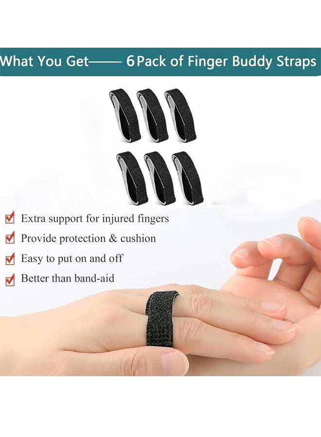 YJ 6 Pack Buddy Tape Finger Straps With Padded, Hook and Loop Finger Buddy Straps Pinky Finger Splint for Injured Finger Support, Stretchable and Washable - Image 4