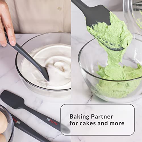 Elihome Chef Series 3 Piece Silicone Spatula Set - 600°F Heat Resistant Non Stick Rubber Kitchen Scraper Spatulas for Cooking, Baking, Mixing – BPA Free and LFGB Certified Silicone(Black) - Image 5