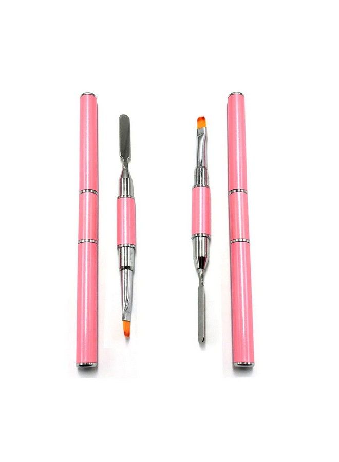 Aliotech 2 Pack Of Polygel Brush And Picker Dualended 2 In 1 Design Stainless Steel Gel Nail Brush Polygel Slice Tool For Polygel Uv Gel Acrylic Nails Extension Quick Building Gel(Pink) - Image 1