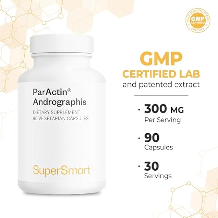 Supersmart - ParActin Supplement 300mg per Day (High Strength) - Andrographis Paniculata | Non-GMO & Gluten Free - 90 Vegetarian Capsules - Image 5