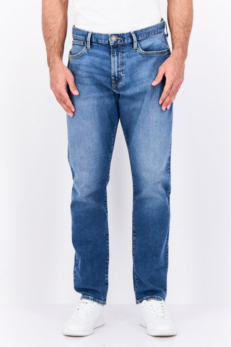 GAP جينز دنيم للرجال بقصة مستقيمة، مغسول وقابل للتمدد، أزرق - Image 1