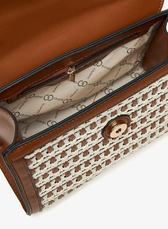 Celeste Women Textured Crossbody Bag with Chain Strap and Magnetic Closure
