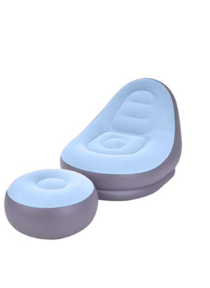 Huitich - Inflatable Lounge Chair with Ottoman Blue - Image 1