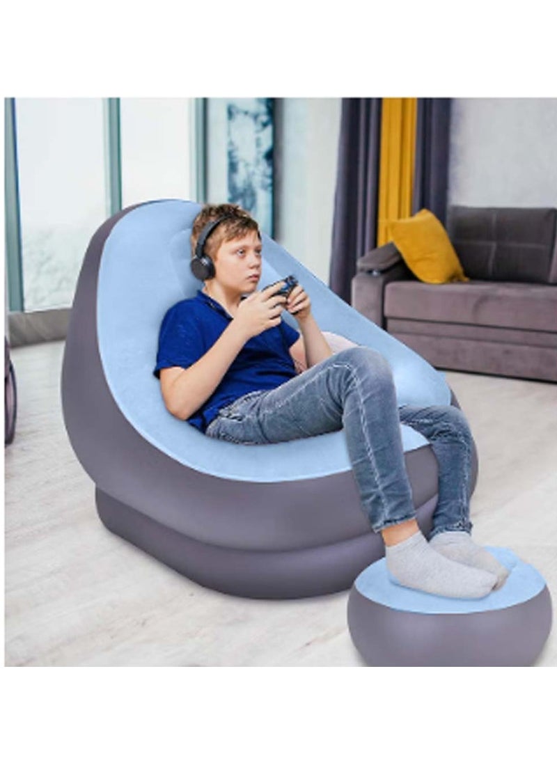 Huitich - Inflatable Lounge Chair with Ottoman Blue - Image 1