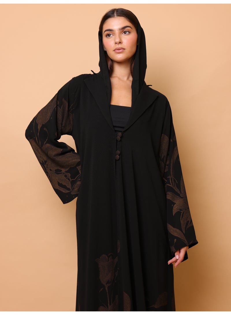 IKKXA Bronze Bloom Printed Abaya - Image 3
