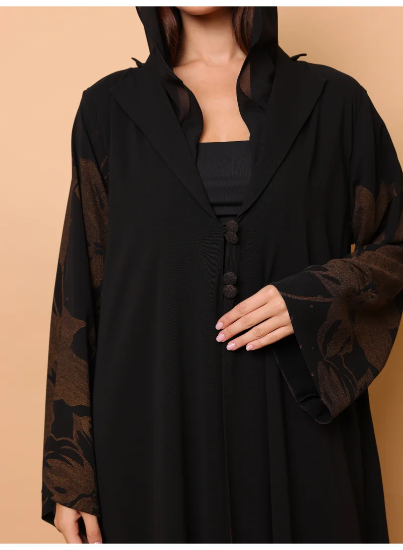 IKKXA Bronze Bloom Printed Abaya