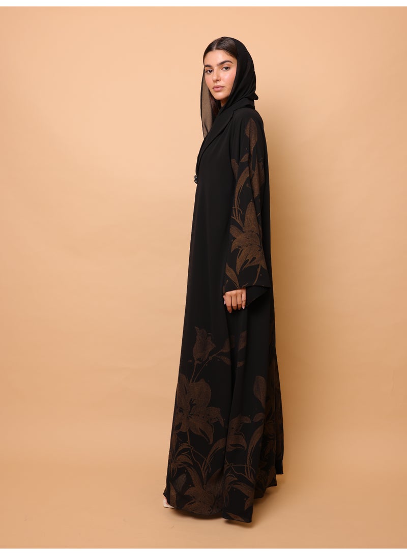IKKXA Bronze Bloom Printed Abaya - Image 5