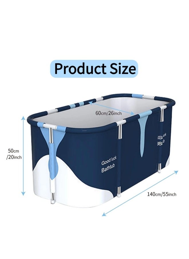 Portable folding swimming pool, folding bathtub, children's pool, children's bathtub, portable bathtub, soaking bathtub + inflatable backrest + inflatable seat cushion, freestanding thickened folding family bathtub, suitable for home or outdoor, 140cm*60cm*55cm