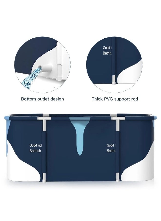 Portable folding swimming pool, folding bathtub, children's pool, children's bathtub, portable bathtub, soaking bathtub + inflatable backrest + inflatable seat cushion, freestanding thickened folding family bathtub, suitable for home or outdoor, 140cm*60cm*55cm