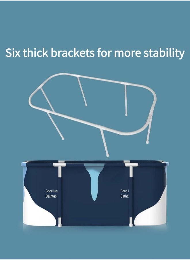 Portable folding swimming pool, folding bathtub, children's pool, children's bathtub, portable bathtub, soaking bathtub + inflatable backrest + inflatable seat cushion, freestanding thickened folding family bathtub, suitable for home or outdoor, 140cm*60cm*55cm