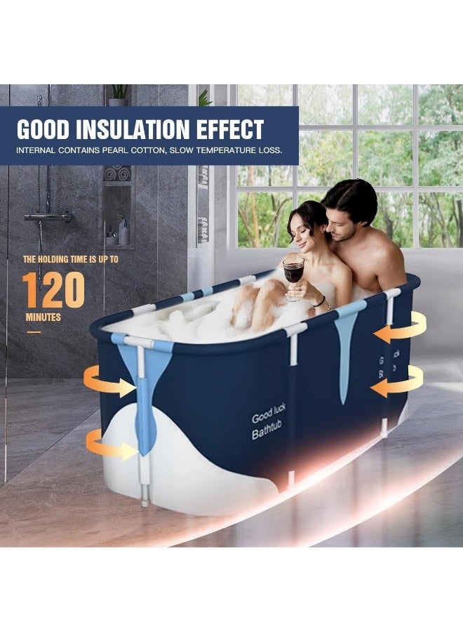 Vixplorn 140cm oversized portable folding bathtub, adult bathroom soaking tub, thermal bathtub, suitable for adults, covered home SPA soaking tub, suitable for small bathrooms, thick multi-layer covered bathtub - Image 4