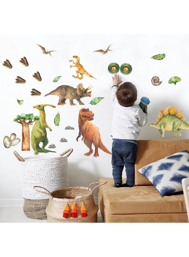 DesignStickers Dinosaur Wall Decals for Kids - Jungle Removable Dinosaur Wall Stickers for Toddler Boys Girls - Safari Peel and Stick Nursery Stickers Children [>25 Dino Wall clings] + Test Sample Included! - Image 1