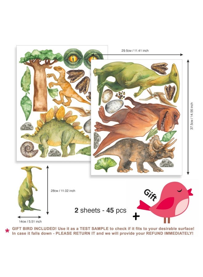 DesignStickers Dinosaur Wall Decals for Kids - Jungle Removable Dinosaur Wall Stickers for Toddler Boys Girls - Safari Peel and Stick Nursery Stickers Children [>25 Dino Wall clings] + Test Sample Included! - Image 2
