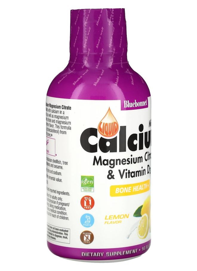 Bluebonnet Nutrition Liquid Calcium Magnesium Citrate & Vitamin D3 Lemon 16 fl oz (473 ml)  - Image 2