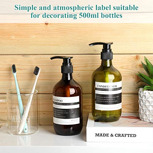 Zonon 18 Pieces Waterproof Label Stickers for Dispenser Bottles Farmhouse Label Shampoo Dispenser Stickers for Kitchen Bathroom (2.76 x 3.54 Inch) - Image 4