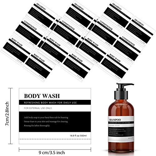 Zonon 18 Pieces Waterproof Label Stickers for Dispenser Bottles Farmhouse Label Shampoo Dispenser Stickers for Kitchen Bathroom (2.76 x 3.54 Inch) - Image 2
