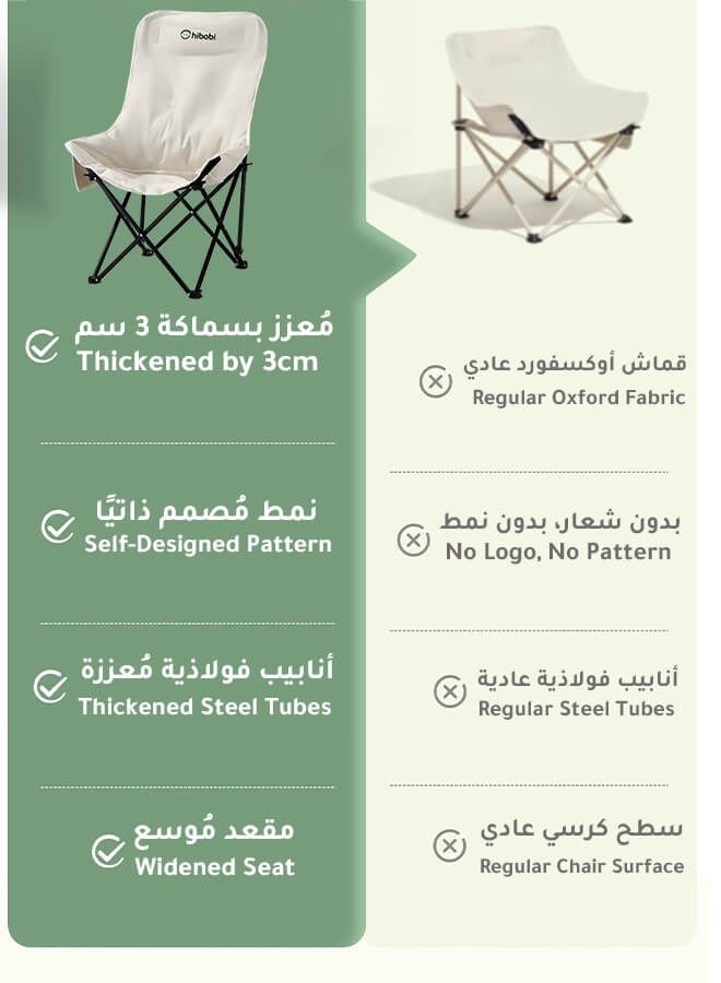 هيبوبي كرسي رحلات قابل للطي متعدد الوظائف للاستخدام الخارجي – مقعد مبطن سميك مع حقيبة تخزين، قماش فاخر جيد التهوية، مثالي للتخييم وصيد السمك والشواء والتجمعات العائلية، كراسي كشته وكراسي بحر - Image 5