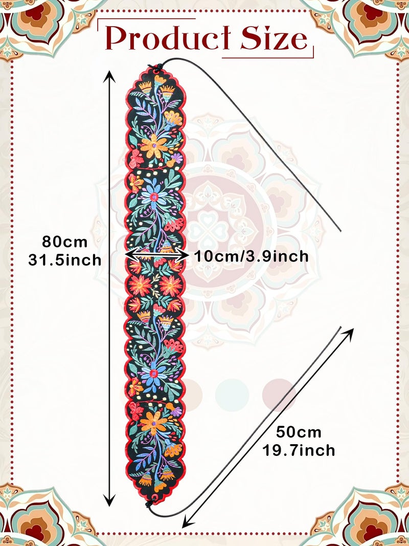Jeere Women Embroidered Mexican Belt for Dress Floral Traditional Fiesta Waist Sash Cinco De Mayo Luau Party Outfit(Secret) - Image 2