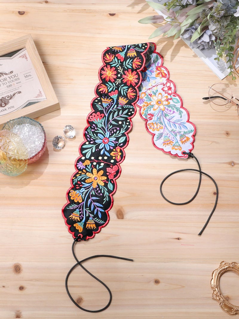 Jeere Women Embroidered Mexican Belt for Dress Floral Traditional Fiesta Waist Sash Cinco De Mayo Luau Party Outfit(Secret) - Image 4