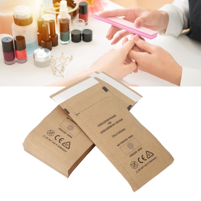 Self Sealing Pouch 100 Pack Safe Hygienic Paper Material - Convenient Portable Cleaning Pouch for Home Beauty Nail Salons Cosmetics Tool Storage - Image 4
