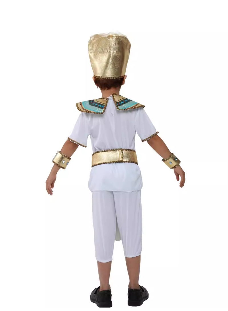 Pharaoh and Cleopatra Cosplay Costumes - Halloween Egyptian-themed Children's Prince and Princess Outfits (Ages 7-10) - Image 2