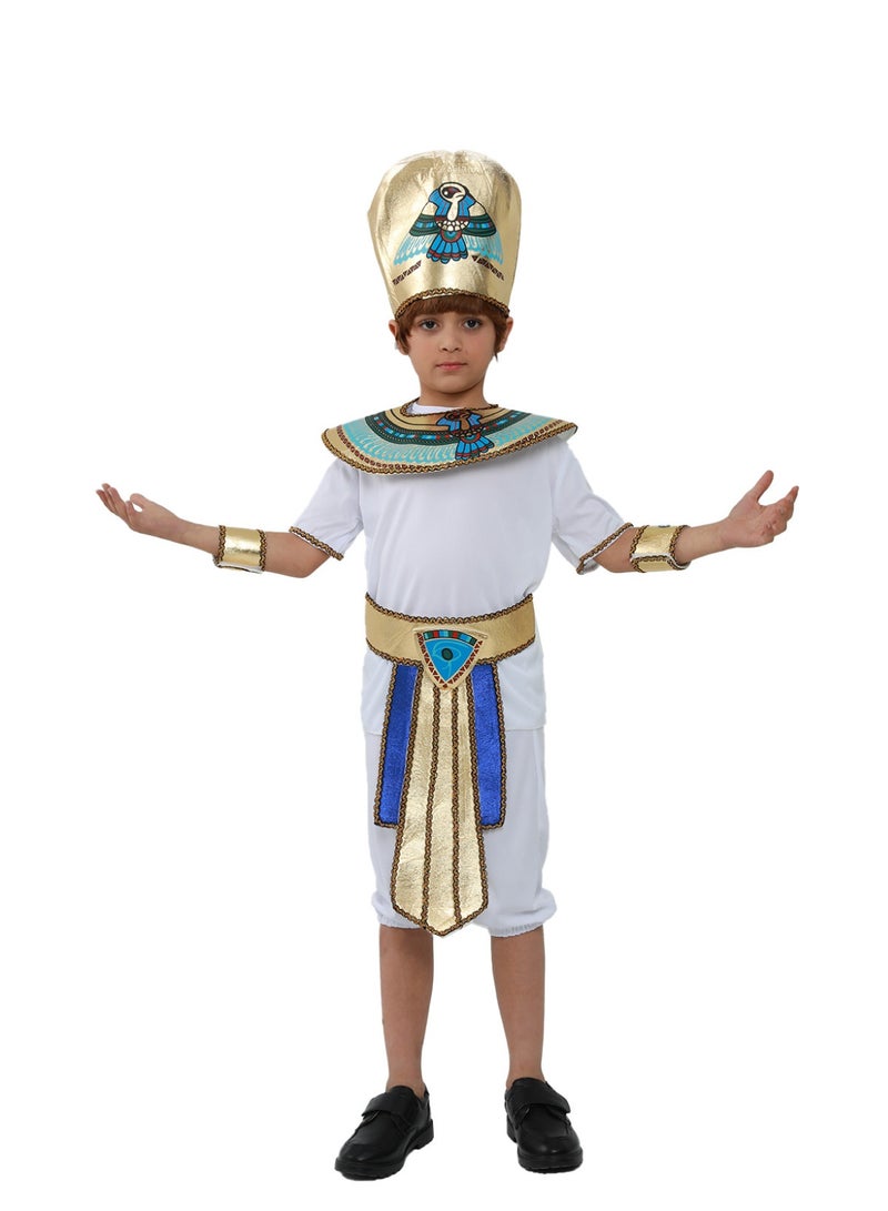 Pharaoh and Cleopatra Cosplay Costumes - Halloween Egyptian-themed Children's Prince and Princess Outfits (Ages 7-10) - Image 1