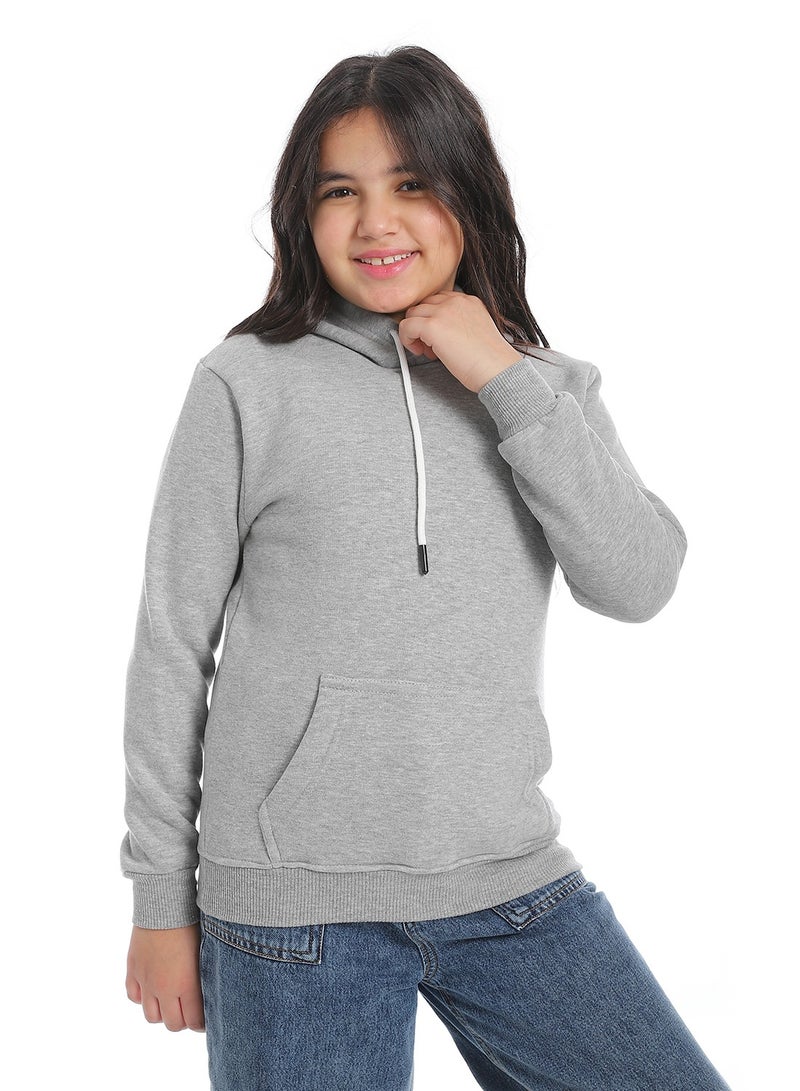 Andora Kangaroo Pockets Fleeced Hoodie_Grey - Image 1