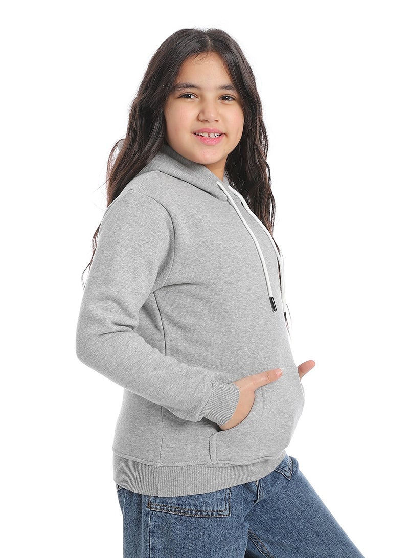 Andora Kangaroo Pockets Fleeced Hoodie_Grey - Image 2