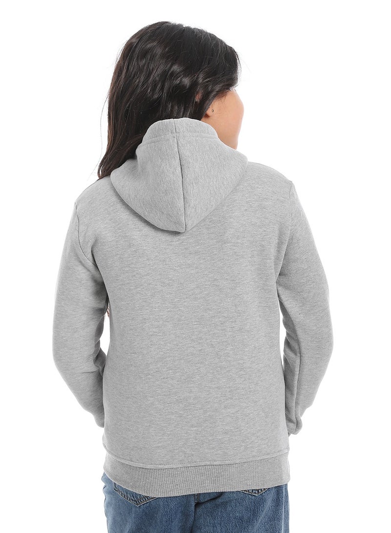 Andora Kangaroo Pockets Fleeced Hoodie_Grey - Image 3